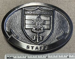 Vintage Junior Leader Training Boy Scout Staff Belt Buckle Bsa Jlt Uniform Camp