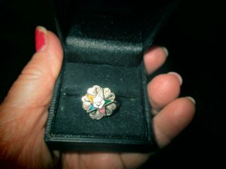 Ladies 14k Gold Eastern Star Masonic Ring 5 Grams Vintage White Gold 6.  5
