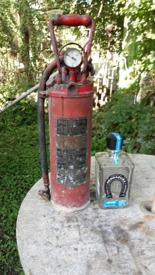 Vintage Phister No.  1b Copper,  Brass Hand Pump Style Fire Extinguisher,  1 Gallon