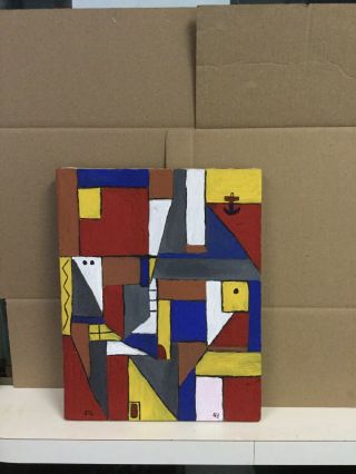 Vintage Geometric Abstract Painting (1943) Signed - J T G