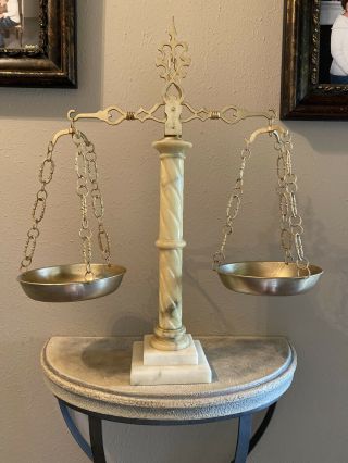 Vintage Alabaster Scales Of Justice Lawyer 