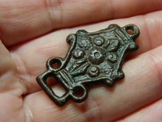 Un Researched Medieval Bronze Clothes Fastener / Mount Metal Detecting Detector