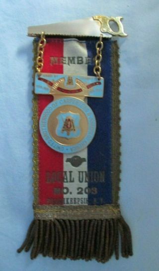 Whitehead & Hoag Carpenters Joiners Local Union 203 Badge Ribbon Poughkeepsie Ny
