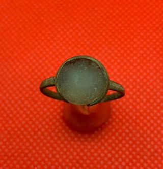 Ancient Roman Bronze Ring With Stone Authentic Antique Rare