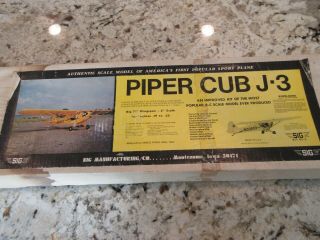 Vintage Sig Piper Cub J - 3 R/c Model Airplane Kit Rc - 3.