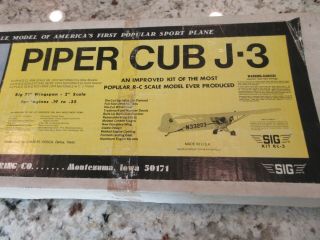 Vintage SIG PIPER CUB J - 3 R/C MODEL AIRPLANE KIT RC - 3. 3