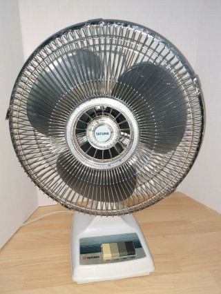 Vintage Tatung 12 Inch Electric Large Desk Fan 3 Speed Oscillating Ld - 12gsp - 2