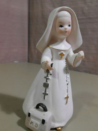 Vintage M.  D.  Nun Figurine National Pottery White