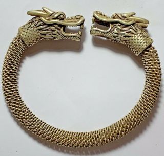 Perfect Medieval Silver Bracelet With Dragon Heads 97mm