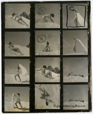 Bunny Yeager Hand Signed Contact Sheet Photograph From Nudes In Naples Sessions