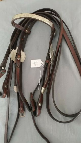 Vintage Silver Royal Western Headstall & Reins Mexican Silver Horse Size