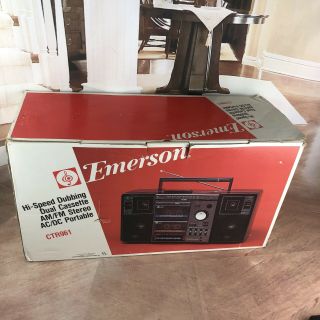 Emerson Ctr - 961 Boombox Am/fm Cassette Stereo Ghetto Blaster 1980s - 90s Vintage