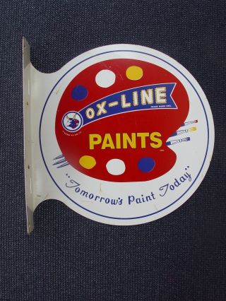 Vintage Ox - Line Paints Paint Advertising 2 - Sided Metal Flange Sign