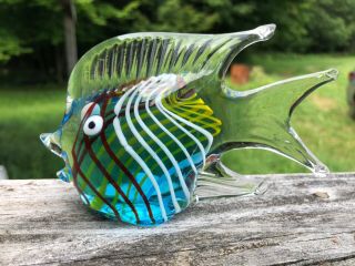 Vintage Hand Blown Art Glass Fish Figurine Paperweight