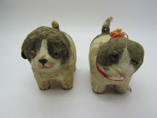 Antique German Paper Mache Dogs with Glass Eyes - Very Old - Putz? 2
