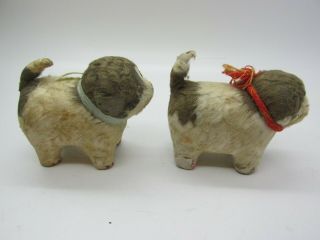 Antique German Paper Mache Dogs with Glass Eyes - Very Old - Putz? 3