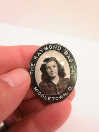 Vintage Employee Photo Id Badge The Raymond Bag Co.  Middletown,  Ohio