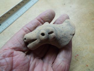 Rare Pre Columbian Mayan / Aztec Clay Great Figure Head B - 11