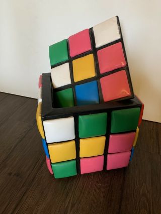 Années 80 Rubik’s Cube 1 Coffre Pouf Vintage Ancien Multicolores Véritables