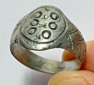 Very Rare Ancient Roman Military Silver Seal Ring Circa 100 - 200 Ad 26mm