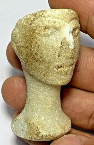 Ancient Roman Marble Head Statue Fragment Senatorial Male Head Circa 200 - 300 Ad