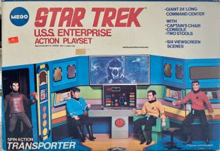 Vtg 1970s Mego Star Trek Uss Enterprise Action Playset Bridge W/ 4 Figures Box