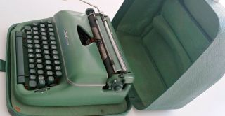 Vintage Optima Elite 3 Portable Typewriter In Green Colour