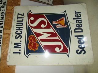 Vintage J.  M.  S.  Minty Dealer Seed Corn Metal Double Sided Advertising Sign