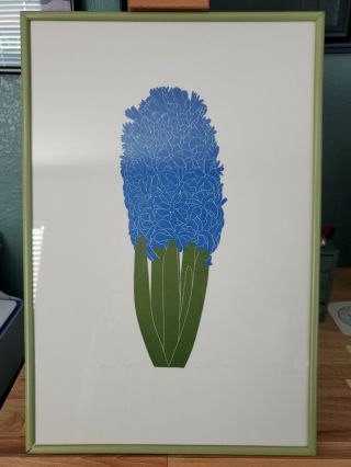 Signed Henry Evans Print Linocut Hyacinth 1974 192/220