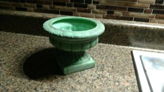 Vintage Pedestal Bowl Vase Planter Ceramic Green Ceramic Porcelain Pottery