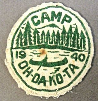 1940 Camp Oh - Da - Ko - Ta Patch Bsa Boy Scouts Of America
