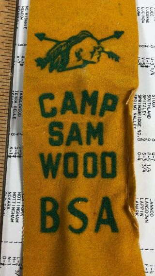 Boy Scout BSA 1950 Camp Sam Wood Felt Patch And Book Mark 3