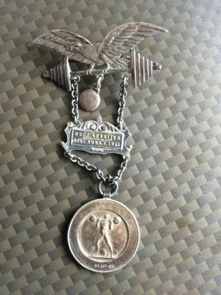 Very Rare 1911/1924 German Weightlifting Medal 800 Silver Maker Marked