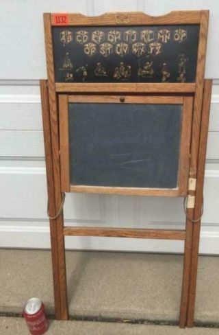 Vintage Childs Chalkboard Folding Easel Wooden Desk School Mason Parker Mfg