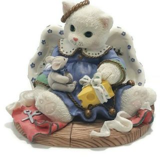 Calico Kittens Enesco 274968 " Angel Kitty With Mouse 3  Cat Figurine W/box B6