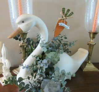 Extra Large Swan White Wood Wooden 21 " L Bird Duck Goose Figurine Figure Vintage