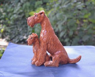Irish Terrier.  Handsculpted Ceramic.  Ooak.  Look