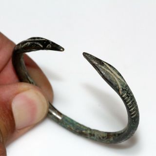 Circa 700 - 500 Bc Ancient Greek Bronze Bracelet With Snake Heads