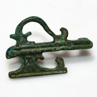 Intact Ancient Roman Bronze Ax Fibula Brooch Circa 200 - 300 Ad
