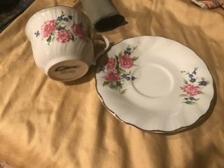 CIERA FINE CHINA TEA CUP AND SAUCER W PINK ROSES BUT GOOD SHAPE 3