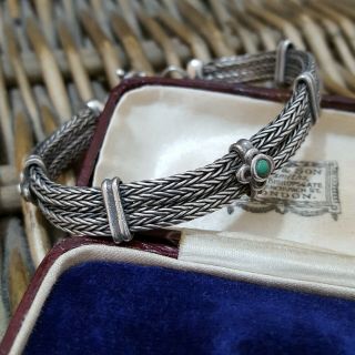 Vintage 925 Sterling Silver Bracelet Turquoise Coral Fox Chain,  Two Strands,  25gr