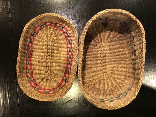 Vintage Sweetgrass Small Covered Basket with Lid Boho Wall 3