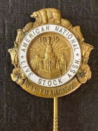 Rare - 1915 S.  F.  Ppie American Live Stock Assn.  Lapel Stick Pin By Shreve & Co.