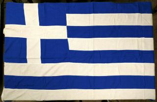 Greece Vintage Greek Cotton Flag 183x113cm Made By Elias Coconis