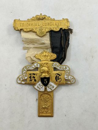 Antique 1901 Knights Templar Medal.  Triennial Conclave.  Maysville Commandery.