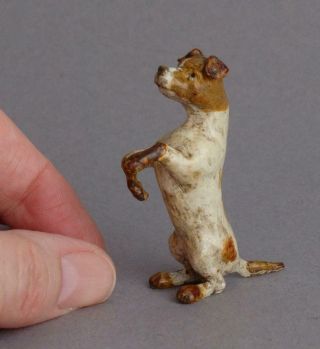 Cute Vintage Cold Painted Bronze Begging Jack Russell Terrier Dog Miniature