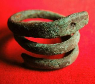 Ancient Bronze Viking Serpent Ring