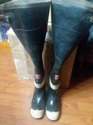 Vintage Fireman Wader Boots,  Steel Insole And Toe,  Insulated,  Made By Lehigh