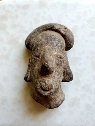 Pre Columbian Mayan ? Aztec Native Mexico Artifact Effigy Clay Human Face