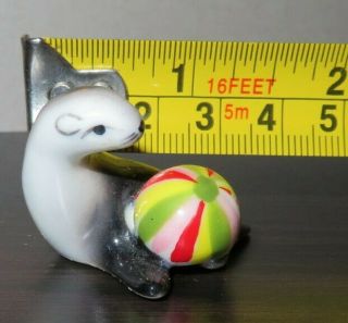 Vintage Porcelain Bone China Miniature Seal Sea Lion With Beach Ball Figurine 1 "
